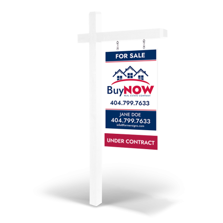 2'X3' Custom Wooden 2-Sided Hanging Panel  in Reflective or Non Reflective with Wooden Arm Post & Installation